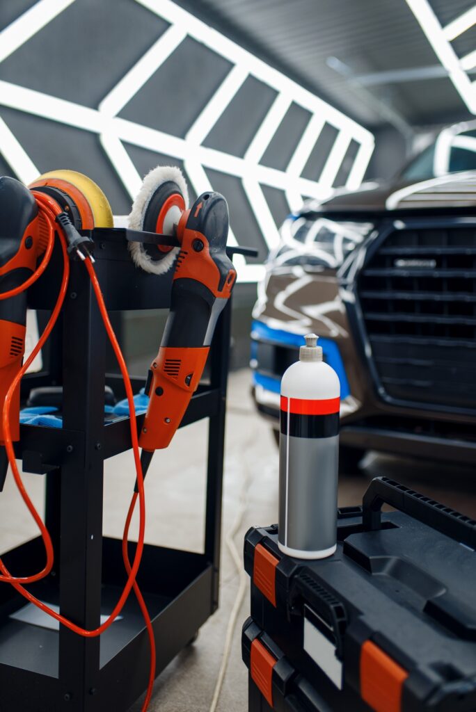 Bottle with protection polish, car detailing