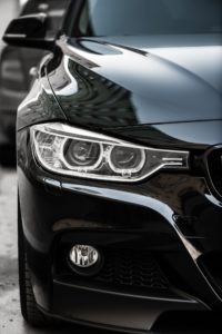 Close-up photo of car headlights