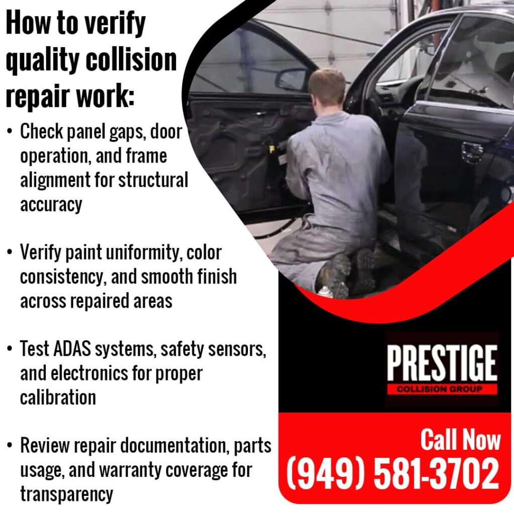Verifying quality collision repair work
